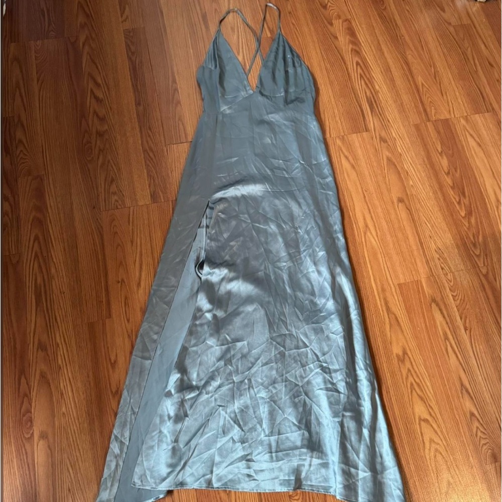 Reformation Amante Dress 100% Silk Baby Light Blue Evening Maxi Slip NWOT Size S